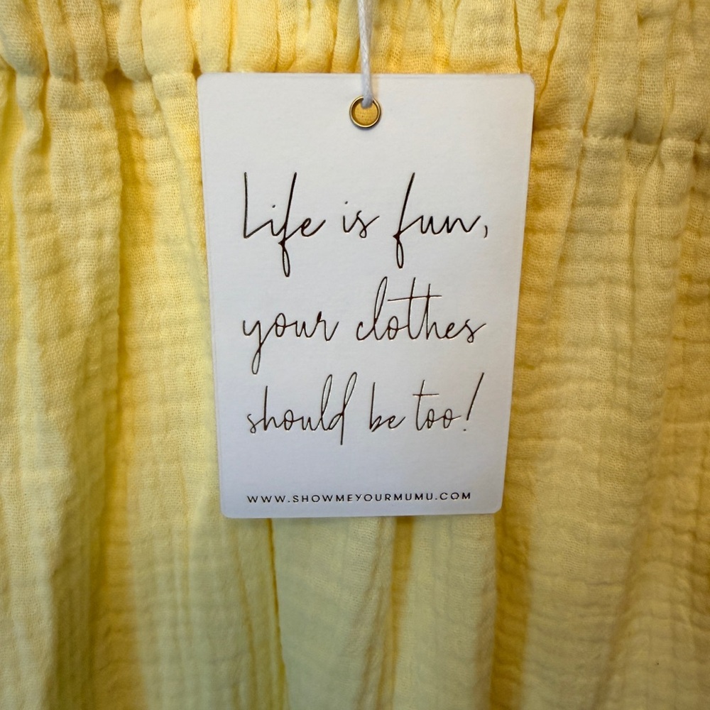 NWT Show Me Your Mumu Size Medium Around The World Maxi Dress Yellow Gauze - Picture 5 of 13